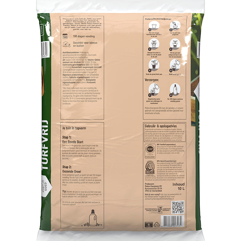 Potgrond - Biologisch 10 liter - Pokon - - Bakker