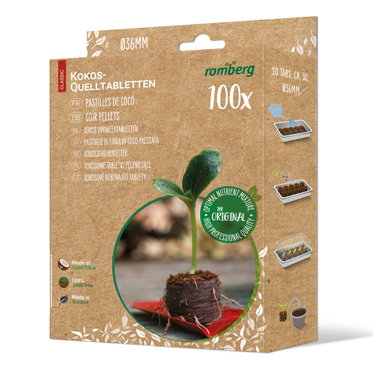 Kit mini kamerserre + Cocopelletes x 100 - Kit mini serre + 100 pastilles en coco deshydraté - Bakker