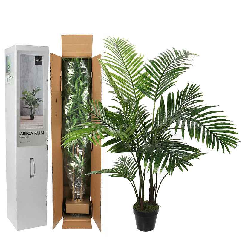 Kunstplant Areca palm Dypsis incl. sierpot rond kunststof - Groene kunstplanten