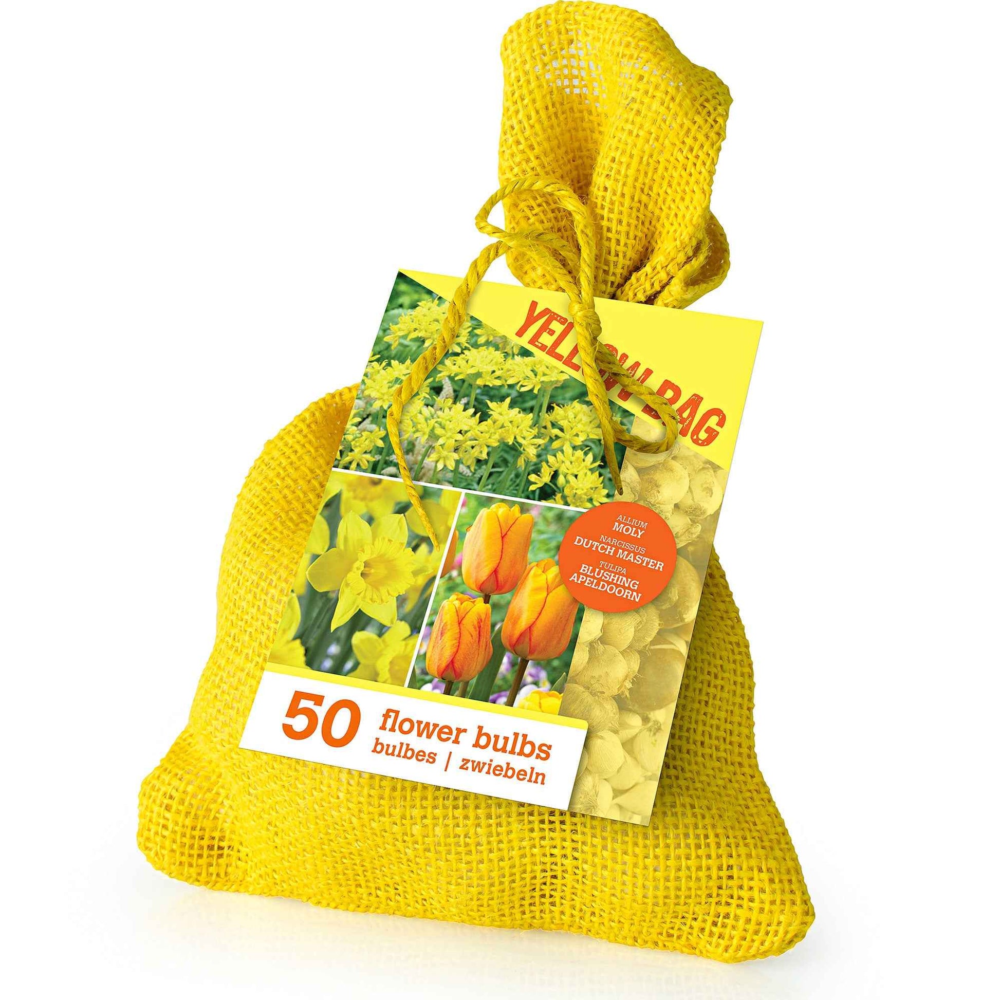 50x Bloembollen in jute zak mix Geel - Alle bloembollen