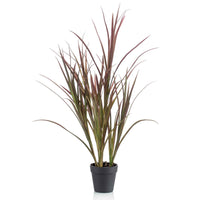 Kunstplant Siergras groen-rood incl. sierpot zwart - Grote kunstplanten
