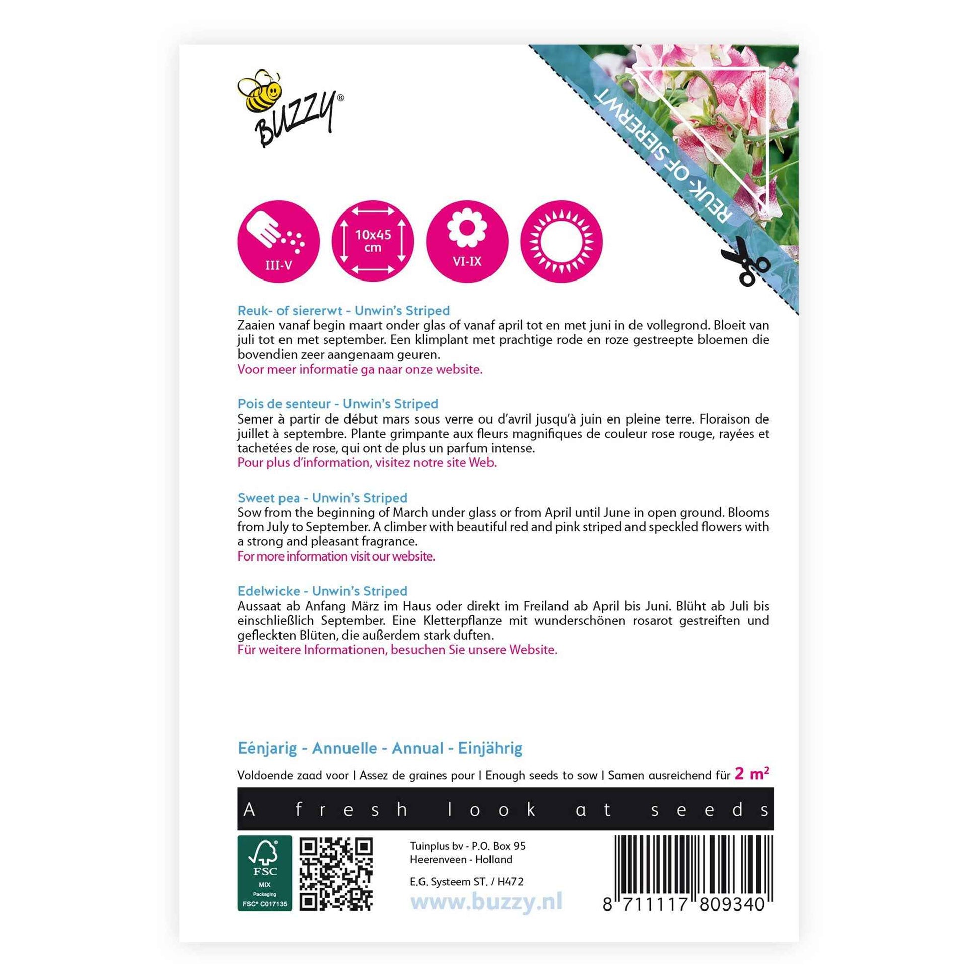 Siererwt Lathyrus Unwin roze 2 m² - Bloemzaden - Tuinplanten