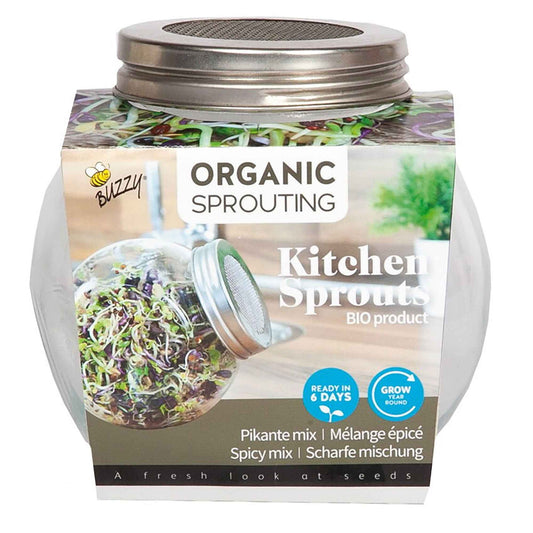 Kiemgroente Pikante salade Mix - Biologisch incl. kweekset - Groentezaden - Cadeau idee