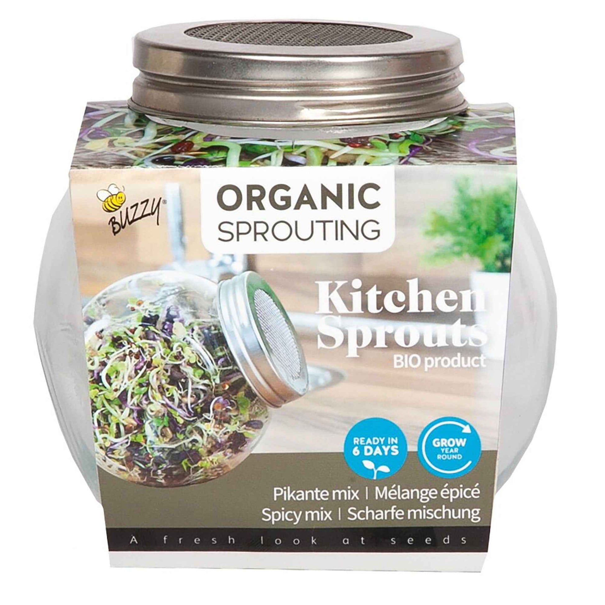 Kiemgroente Pikante salade Mix - Biologisch incl. kweekset - Groentezaden - Kiemgroente