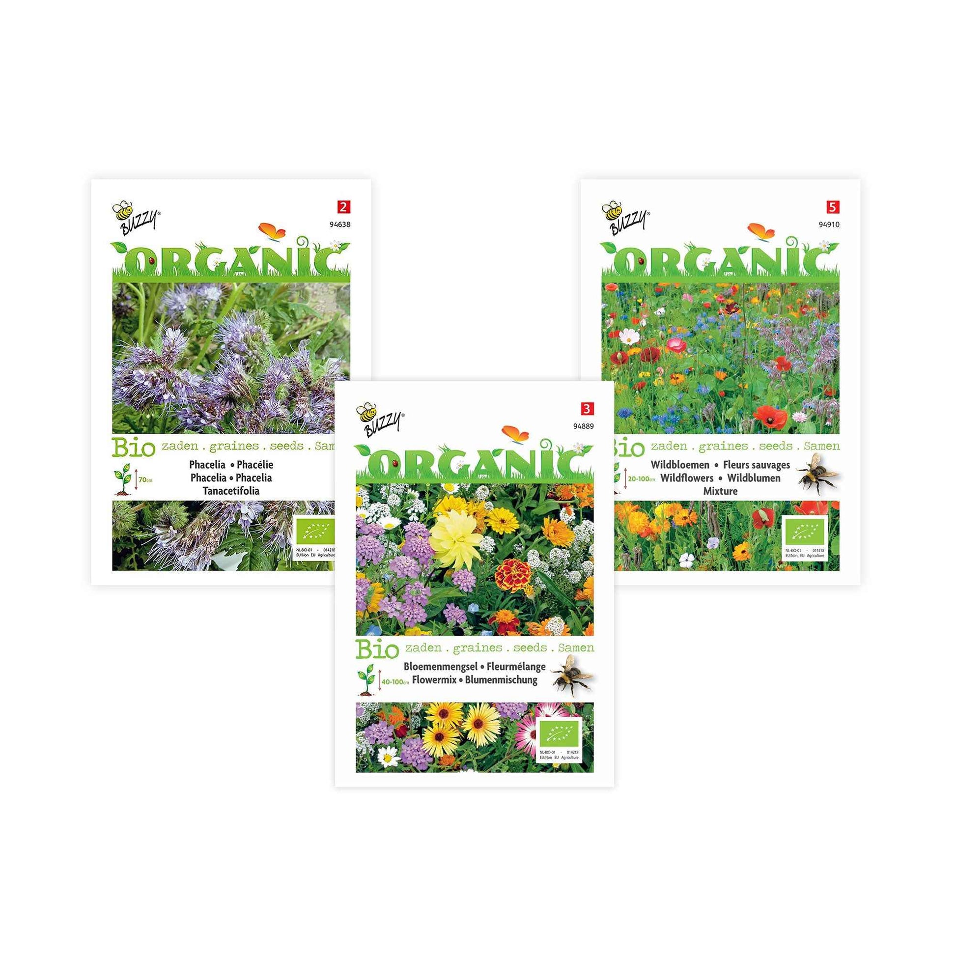 Bijenlokkend bloemenpakket Blije Bij - Biologisch - Bloemzaden - Biologisch geteeld